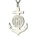 Sterling Silver Anchor Monogram Initial Necklace Sterling silver anchor monogram initial necklace