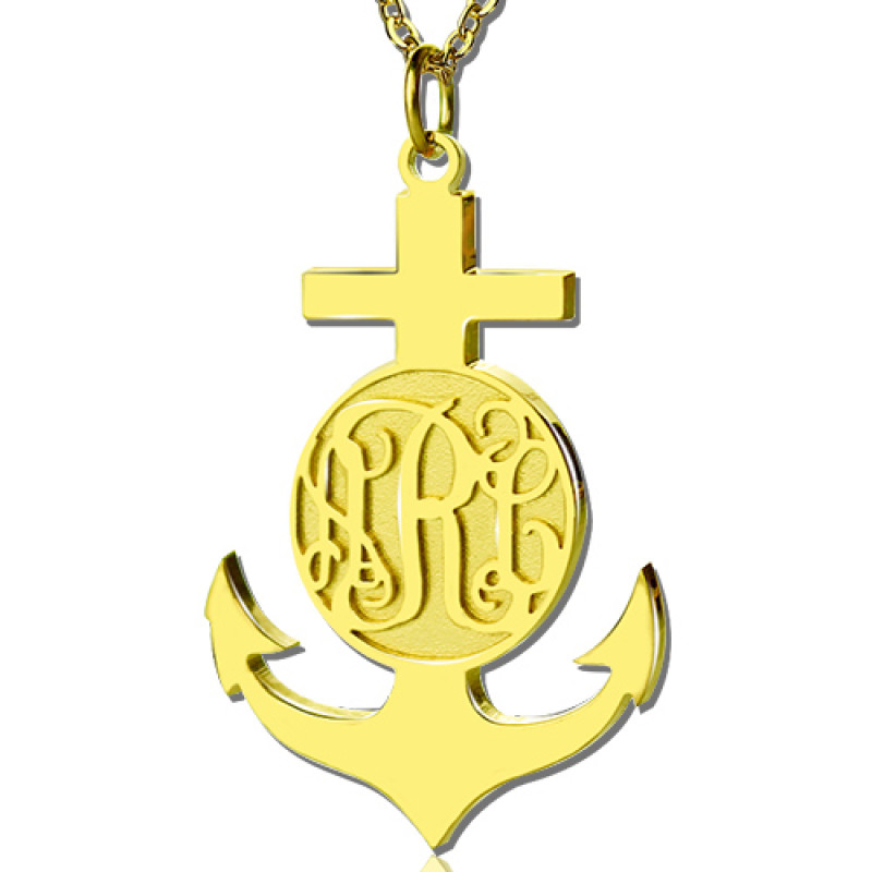 18K Gold Plated Anchor Monogram Initial Necklace 18K gold plated anchor monogram initial necklace