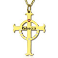 Personalised circle cross name necklace