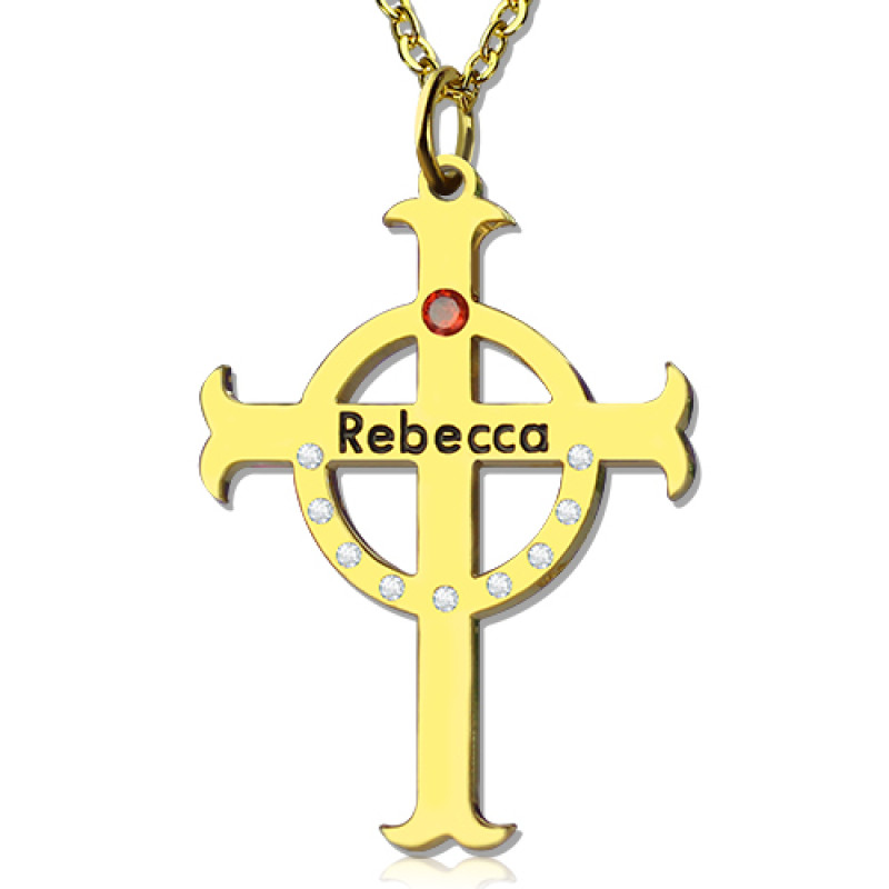 Personalised circle cross name necklace
