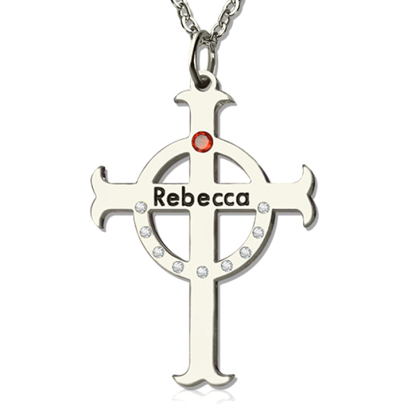 Personalised Circle Cross Name Necklace Personalised circle cross name necklace