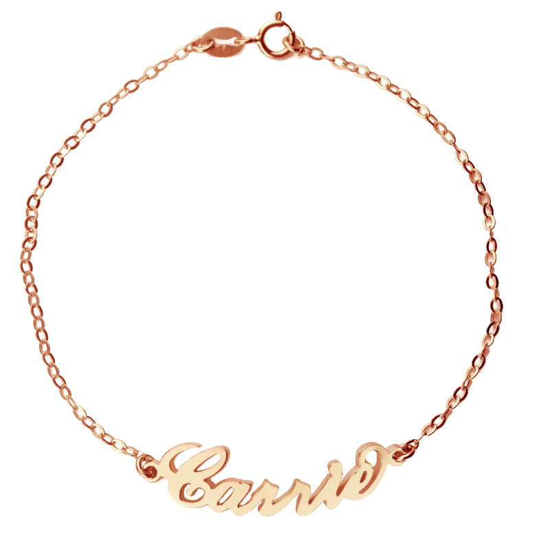 Carrie-style personalised name bracelet with cable chain