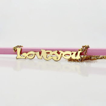 Gold Plated I Love You Name Necklace Gold Plated I Love You Name Necklace
