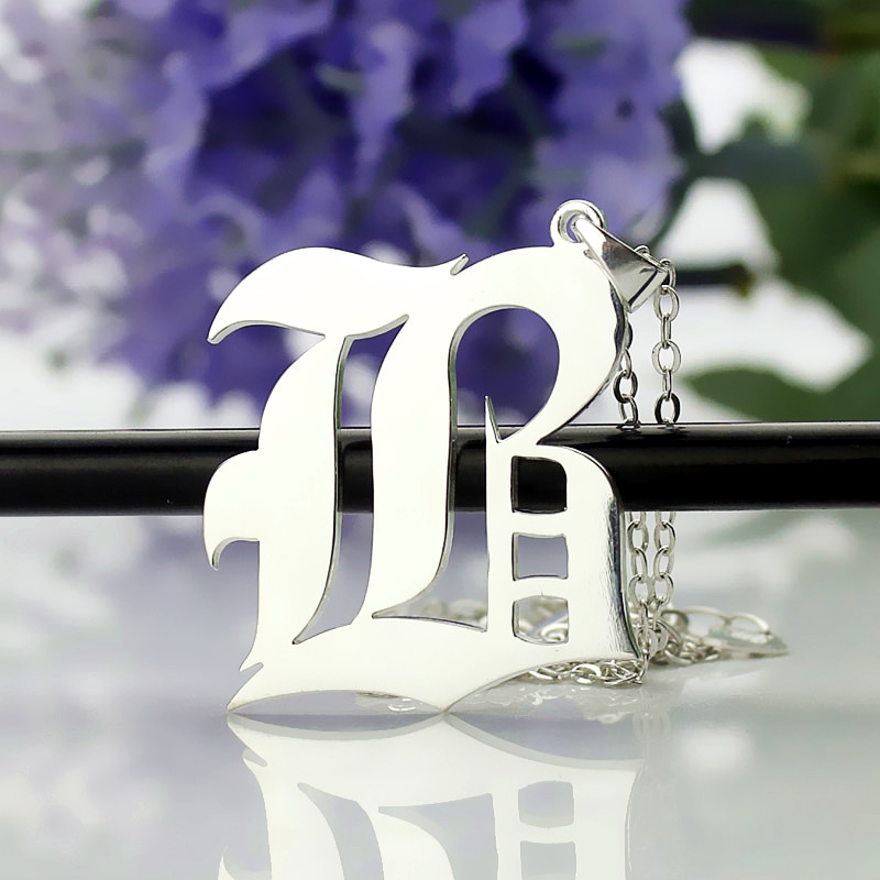 Personalised Old English initial letter charm jewellery