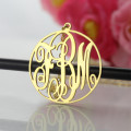 Circle monogram necklace pendant