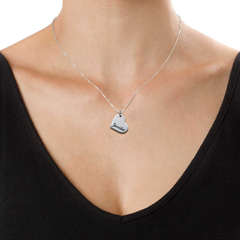 Couples Dog Tag Necklace with Cut-Out Heart Couples dog tag necklace with matching cut-out heart