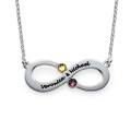 Couple's Infinity Necklace with Birthstones Couple's infinity necklace with engraved names and birthstones