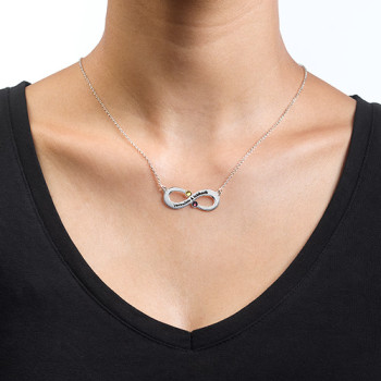 Couple's Infinity Necklace with Birthstones Couple's Infinity Necklace with Birthstones