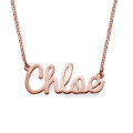 Rose gold plated cursive personalised name necklace