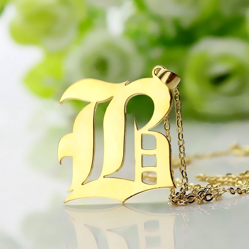 Custom Men's Old English Initial Letter Charm Men's Old English initial letter charm necklace