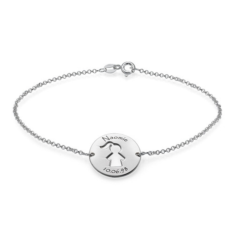 Personalised cut-out Mum bracelet or anklet in sterling silver