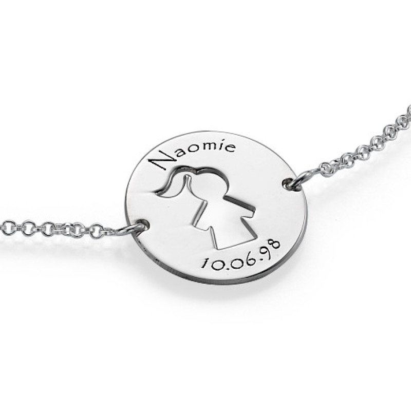Personalised cut-out Mum bracelet or anklet in sterling silver