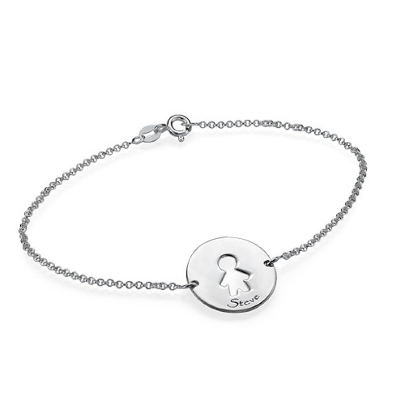 Personalised cut-out Mum bracelet or anklet in sterling silver