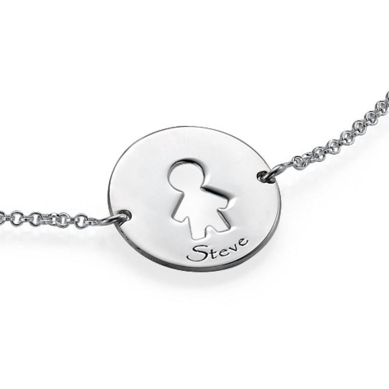 Personalised cut-out Mum bracelet or anklet in sterling silver