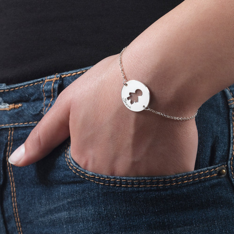 Personalised cut-out Mum bracelet or anklet in sterling silver