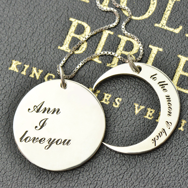 Moon and Back Love Necklace Detail Personalised I Love You to the Moon and Back love necklace detail image