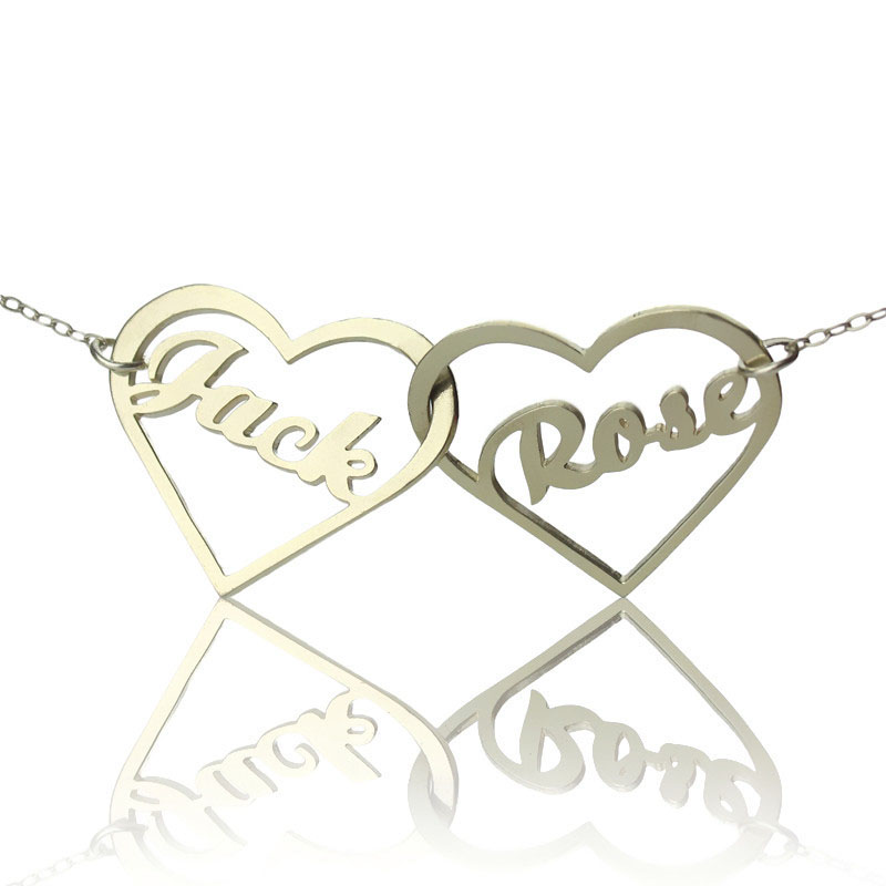 Personalised double heart necklace with names