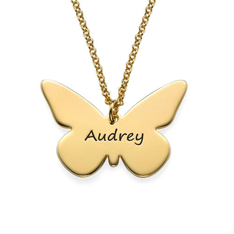 Engraved 18ct Gold Plated Butterfly Pendant Engraved 18ct gold plated butterfly pendant necklace