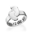 Engraved baby feet ring