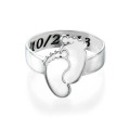 Engraved baby feet ring