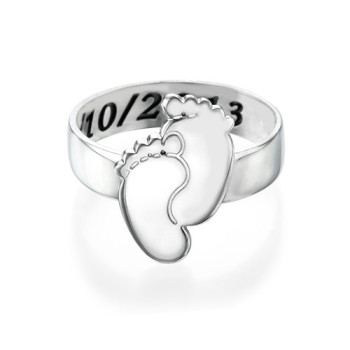 Engraved Baby Feet Ring Engraved Baby Feet Ring