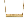 Engraved horizontal bar necklace in gold plating