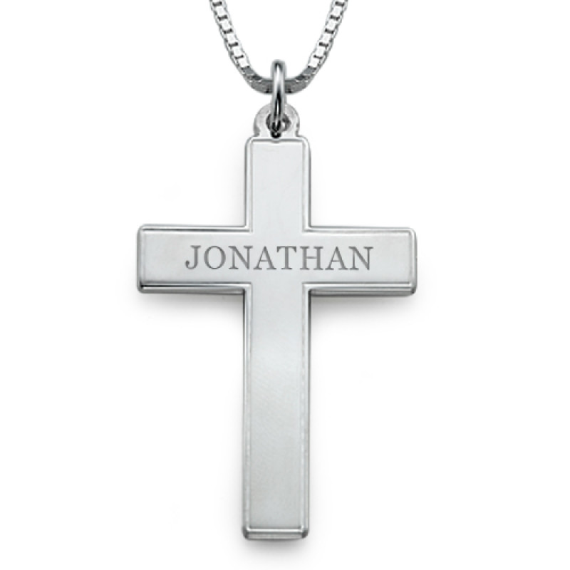 Large Men's Personalised Cross Necklace Large men's personalised sterling silver cross necklace