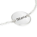 Engraved disc bracelet or anklet in sterling silver