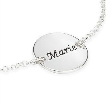 Engraved Disc Bracelet/Anklet In Sterling Silver Engraved Disc Bracelet/Anklet In Sterling Silver