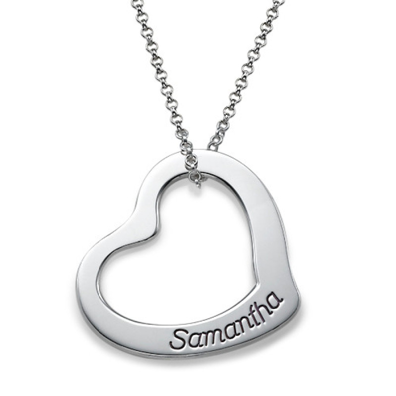Engraved Floating Heart Necklace Engraved floating heart necklace in sterling silver