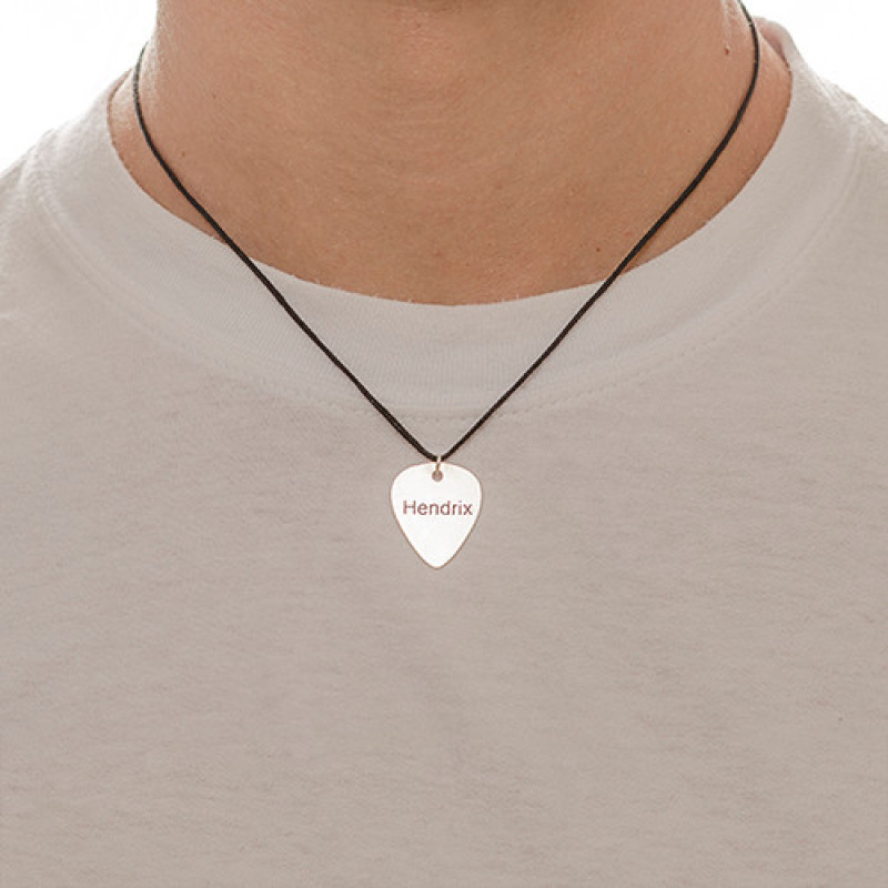 Engraved Guitar Pick Necklace Engraved guitar pick necklace