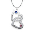 Engraved Heart Necklace with Birthstones Engraved heart necklace with birthstone crystal