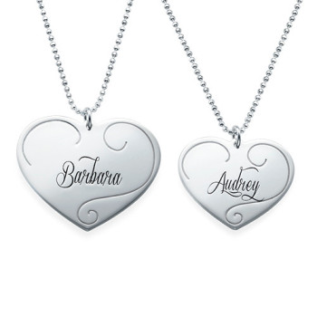 Engraved Heart Pendants - Mother Daughter Jewellery Engraved Heart Pendants - Mother Daughter Jewellery
