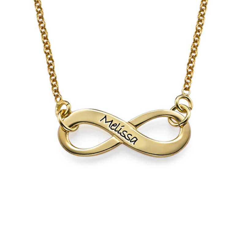 Engraved Infinity Necklace in 18ct Gold Plating Engraved infinity necklace in 18ct gold plating