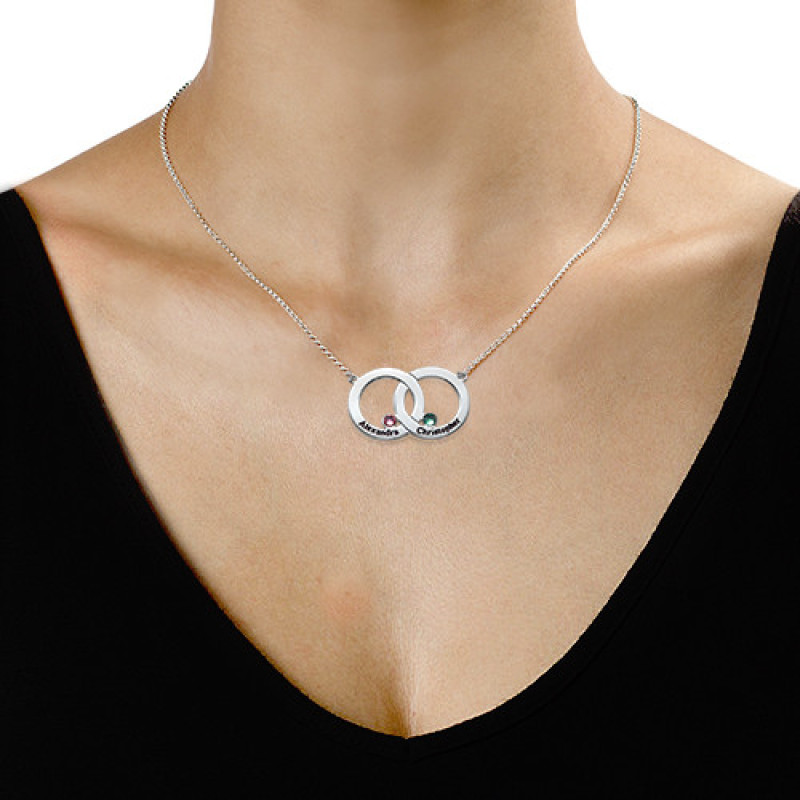 Engraved Interlocking Circle Necklace Engraved interlocking circle necklace in sterling silver