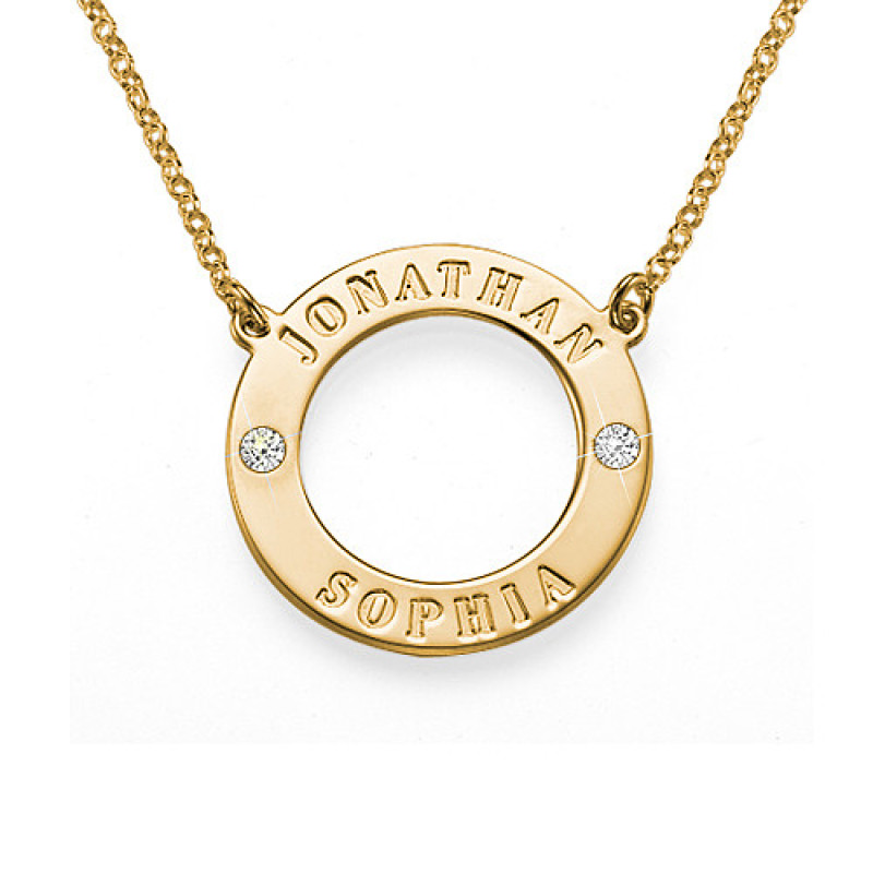 Engraved Karma Necklace with Two Crystals Engraved Karma Necklace with Two Crystals