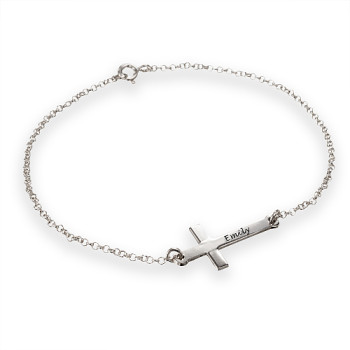 Engraved Side Cross Bracelet/Anklet Engraved Side Cross Bracelet/Anklet