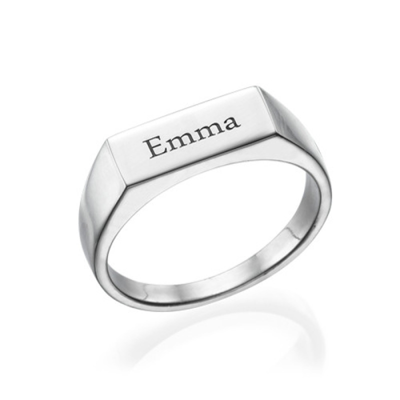 Personalised engraved sterling silver signet ring