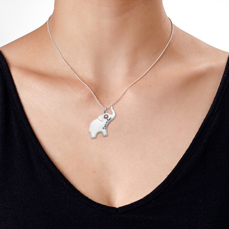 Engraved Silver Elephant Necklace Engraved silver elephant pendant necklace