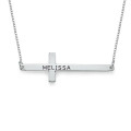 Engraved Silver Sideways Cross Necklace Engraved silver sideways cross necklace with horizontal cross pendant