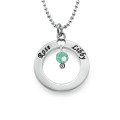 Engraved Classic Circle Necklace with Birthstones Engraved classic circle necklace with birthstones