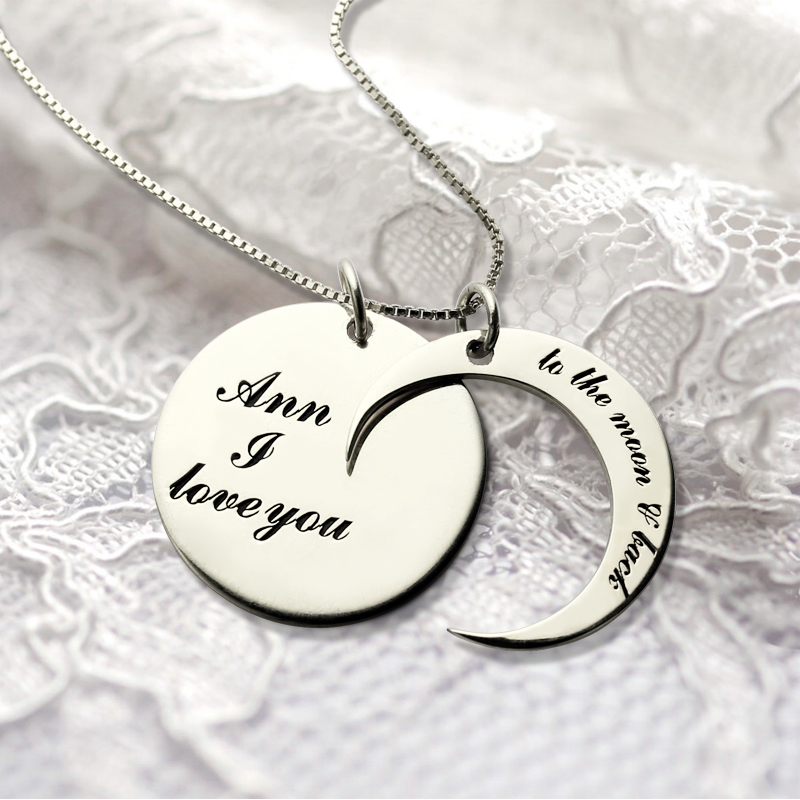 Personalised Moon and Back Love Necklace Personalised I Love You to the Moon and Back love necklace product image