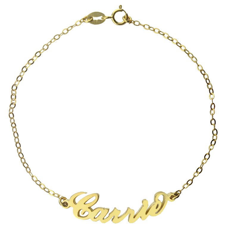 Personalised 18ct gold plated Carrie name bracelet