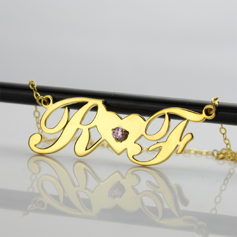 Gold initial letter necklace