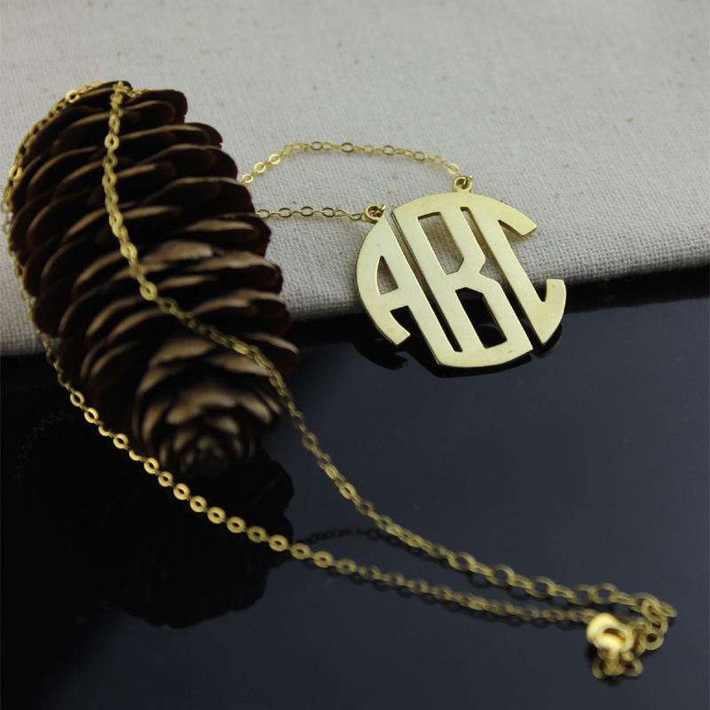 Gold initial monogram necklace