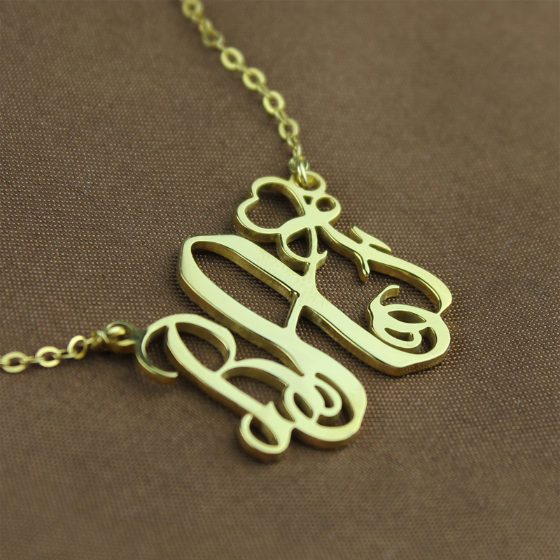 Personalised initial monogram necklace with heart Love charm