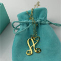 Single letter heart monogram necklace pendant