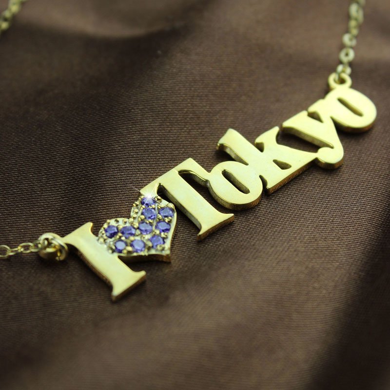 Gold I Love You name necklace charm