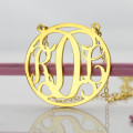 Gold monogram disc necklace