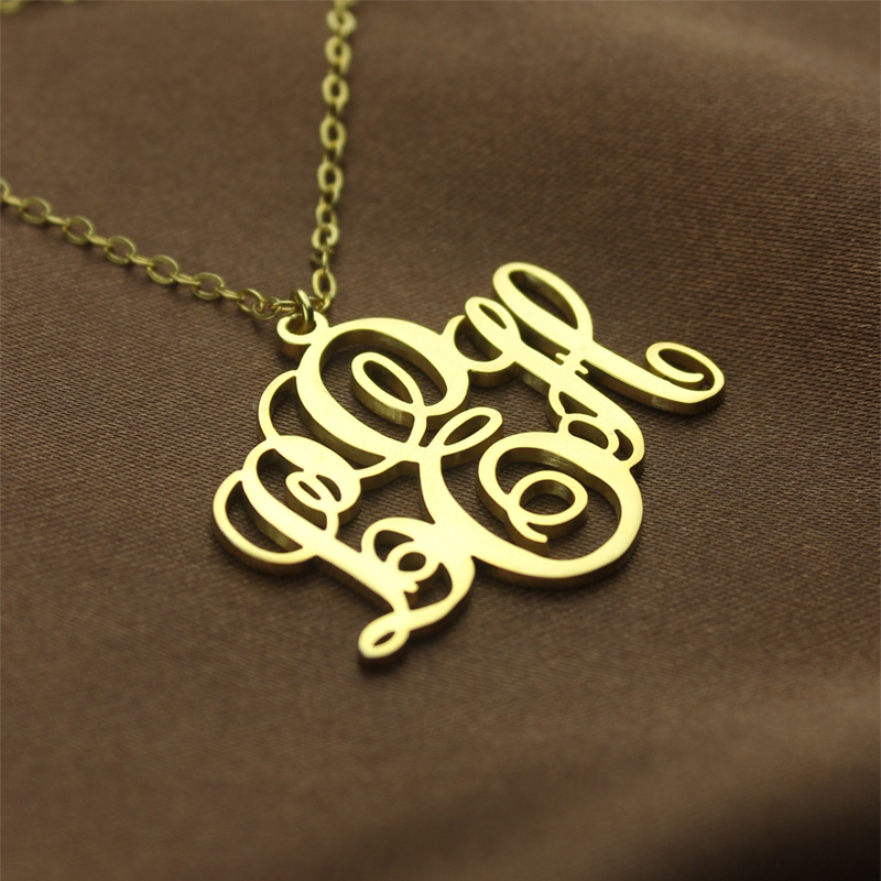 Gold Monogram Initial Necklace Gold monogram initial necklace